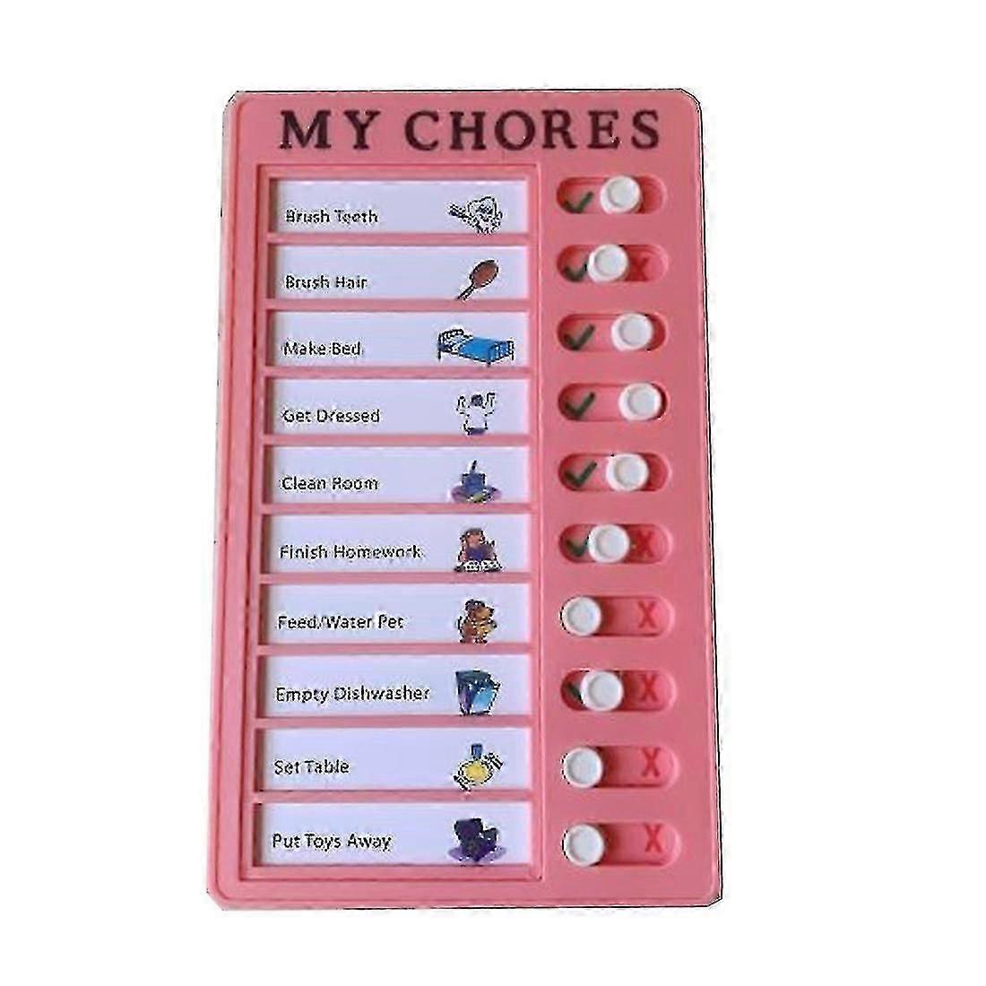 Plastic Chore Checklist Board for Kids with Sliding Buttons, 1pc