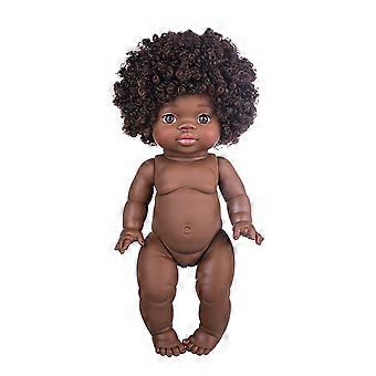 12Inch Silicone Girl Baby Dolls, Realistic Newborns Toddler with Afro for Collectors and Parent Child Play  Pink