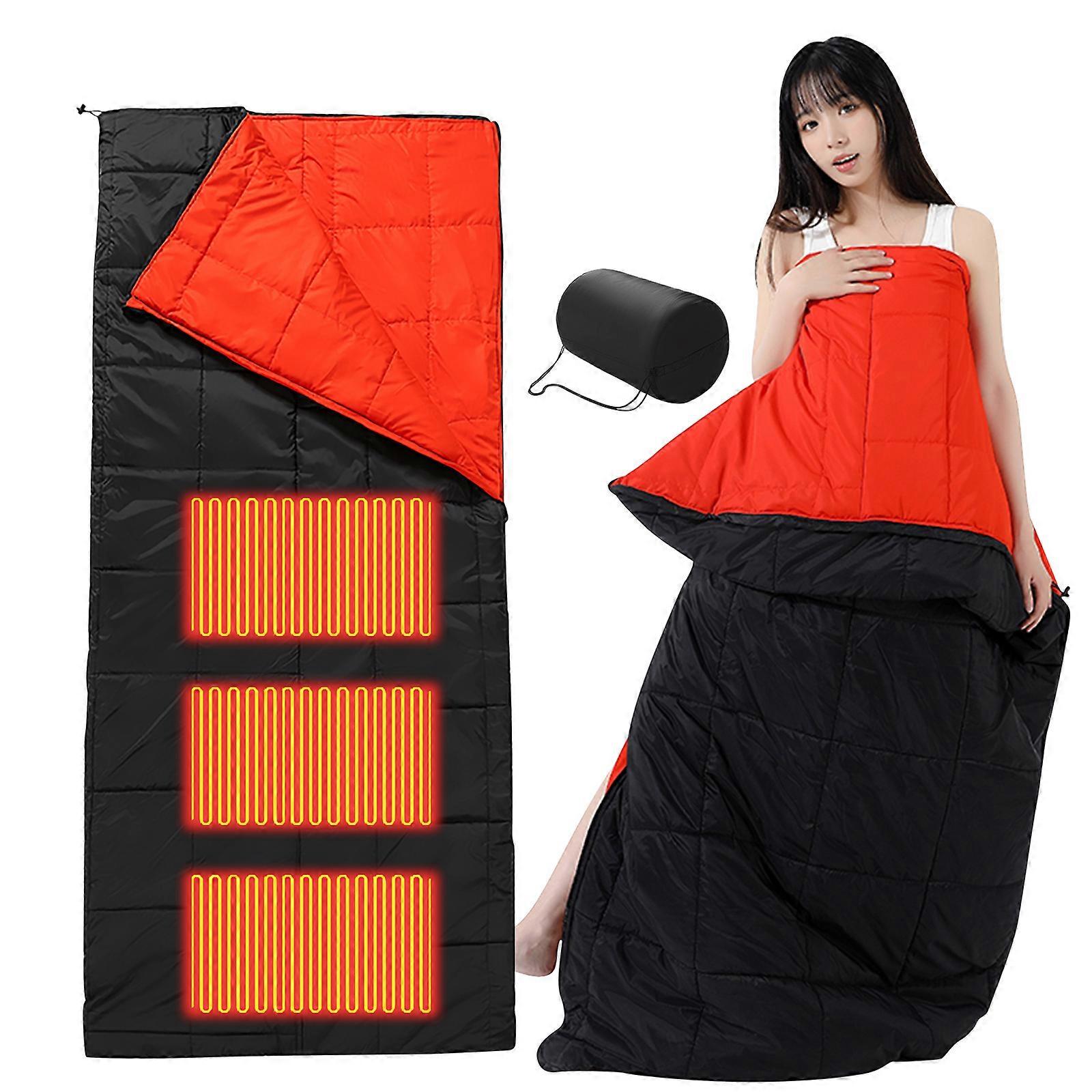 Insulated Electric Slumbering Bag Highlighting Flexible Cord Plan 3 Heat Grades USB Connection Thin Polyester Outdoor Indoor Heating Solution