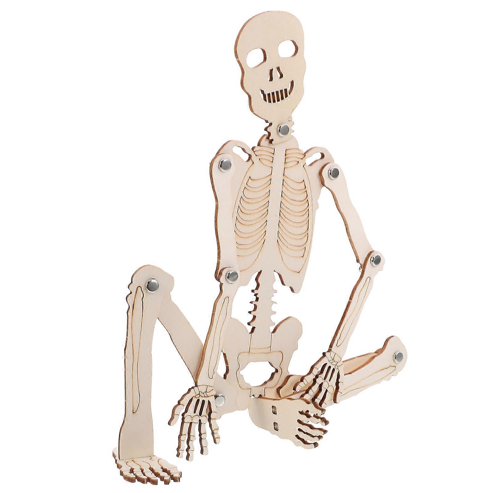 DIY Human Skeleton Wood Skeleton Model Assembling 1Set for Education