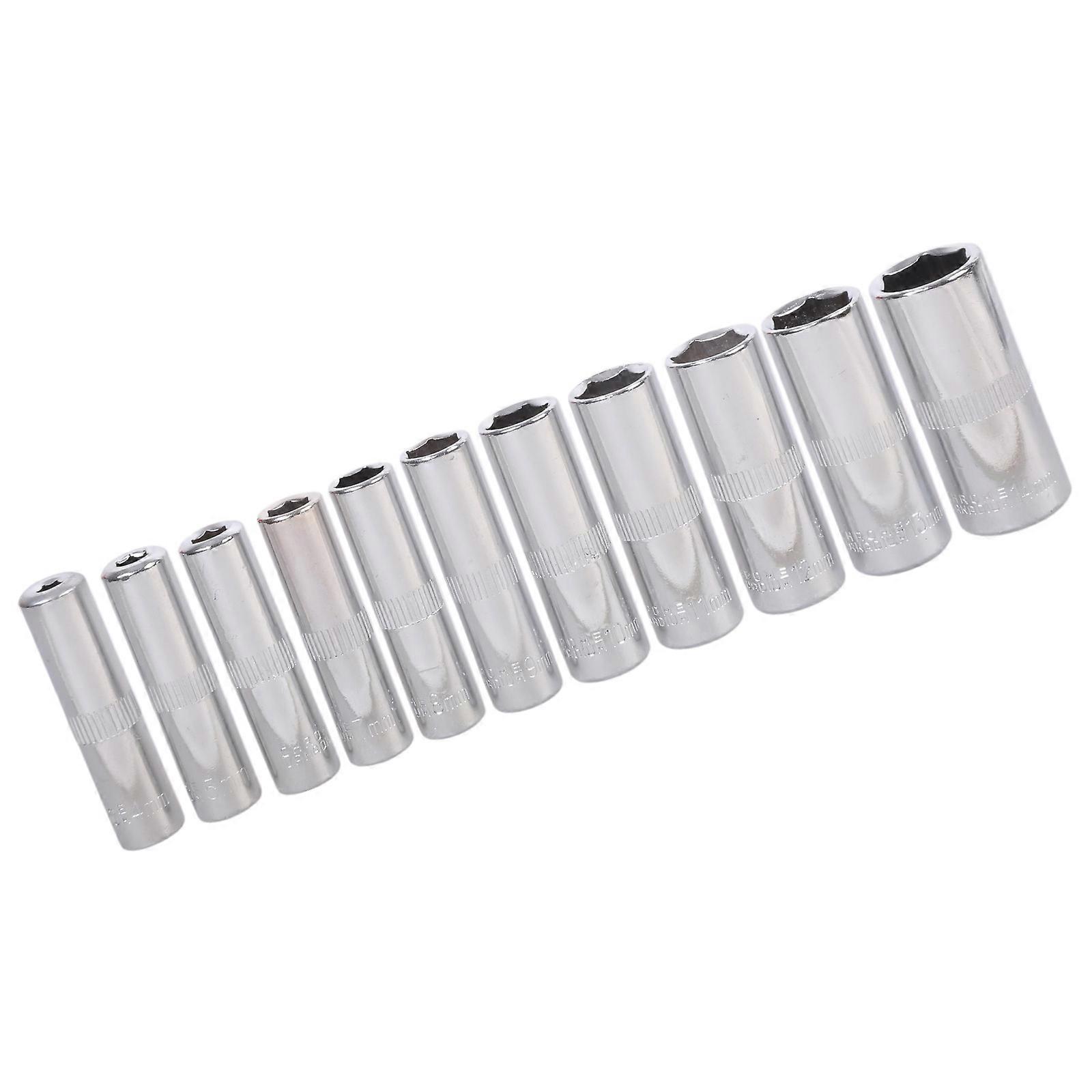 11Pcs Socket Adapter Hex Socket Wrench Heads Ratchet Tool 4-14mm For Driver Socket Wrenches Hexagonal Long Sleeve Multicolor