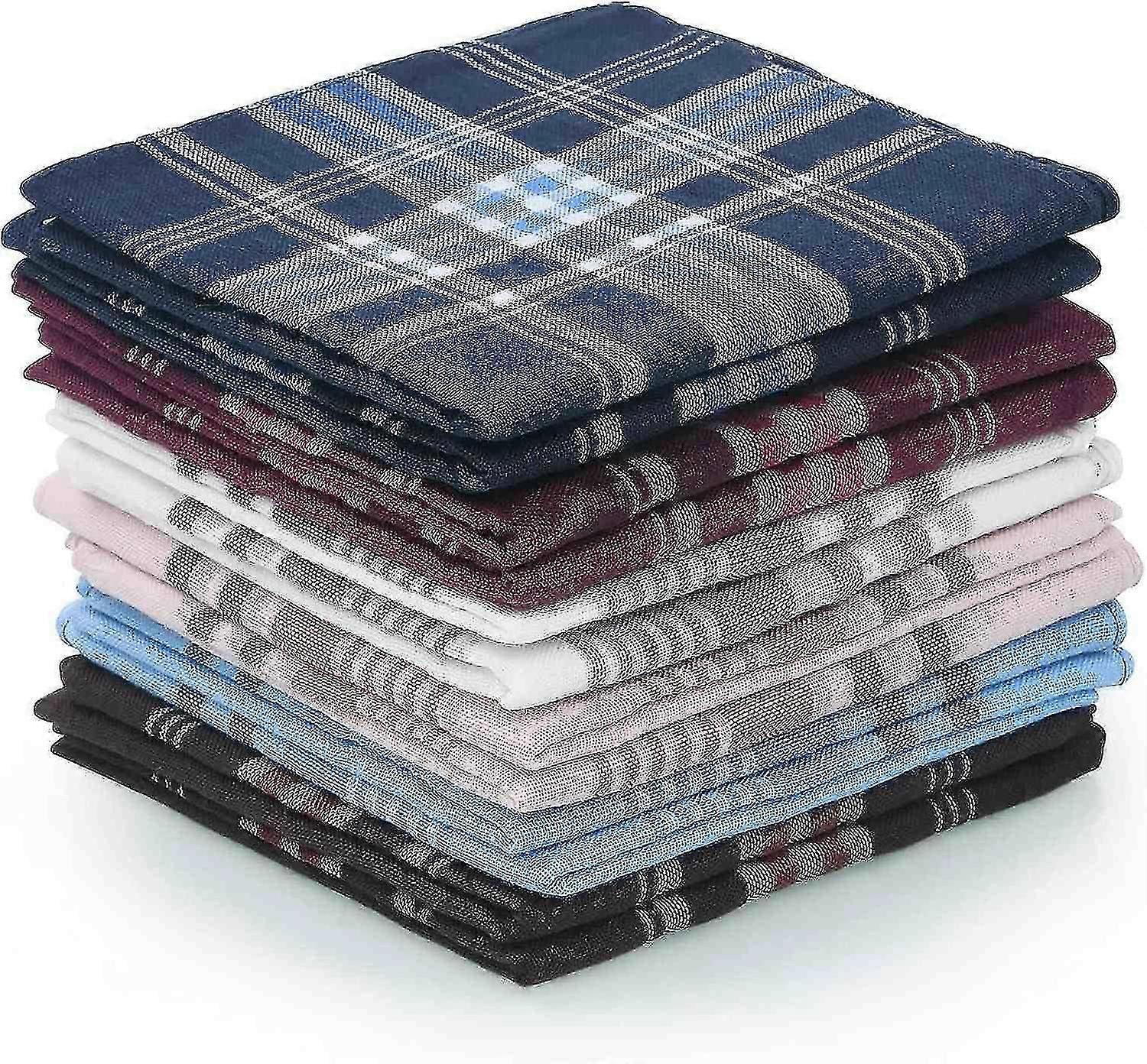 男士手帕，12 包男士手帕，男士高级手帕棉白色口袋广场