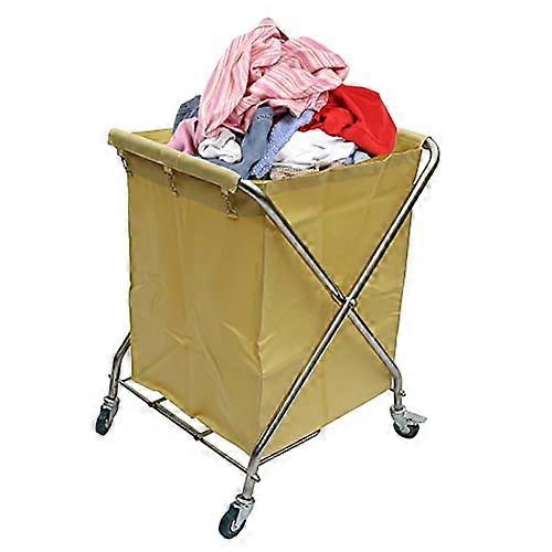 Large Laundry Cart with Wheels, Heavy Duty Folding Trolley 220Lb Load for Hotel Linen Sorting