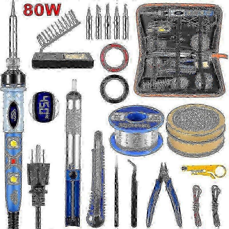 80w Soldering Iron Full Kit Electronic Welding Irons Tool Adjustable Temperature