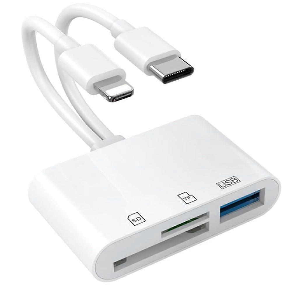 SD Card Reader for IPhone,USB C and for Apple Interface Dual Port SD Card Adapter, Memory Card Reader for Camera Adapter