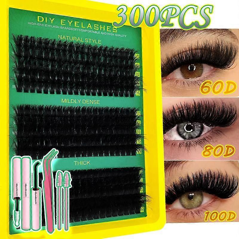 D Curl Lash Clusters Extensions, Individual Eye lash Clusters 60D+80D+100D Cluster Eyelash Lashes Voluminous Clusters Lashes High Quality Ey