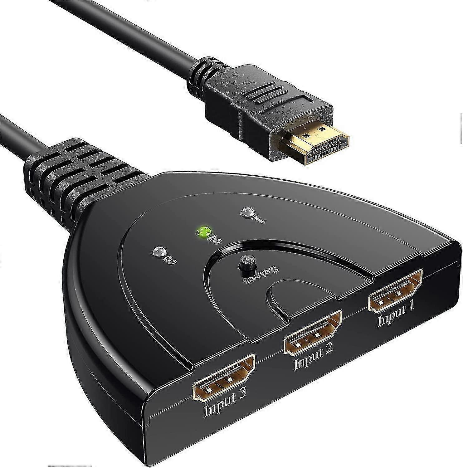 3-Port HDMI Switch with Auto Switching, 4K@60Hz HDR for PS5/Xbox/PC - Gana