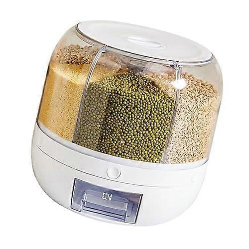 Cereal Dispenser Rotating Grains Storage Container With Six Removable Bins Sealed Dry Cereal Grains White 30 cm Length