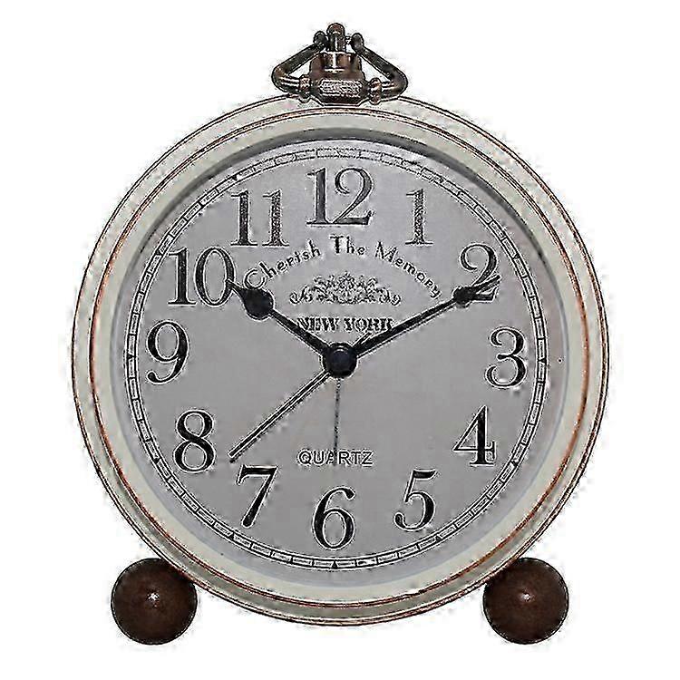 Retro Iron Alarm Clock Simple Design Quartz Movement Desktop Bedroom Decorative Clock