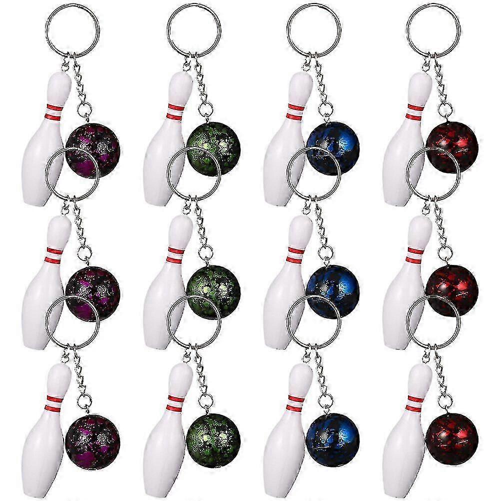 12pcs Decorative Bowling Keychains Bag Backpack Hanging Keychains Decors Small Bowling Keychains