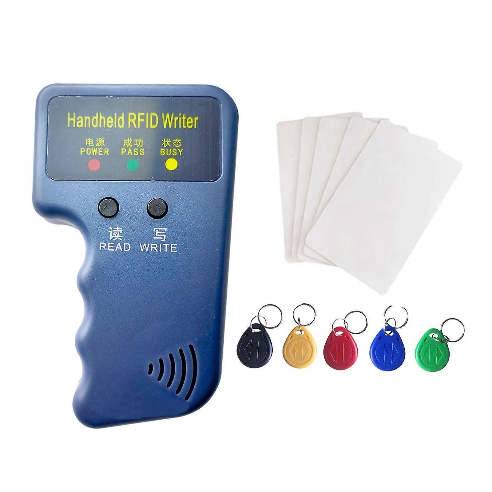 RFID Copier 125kHz T5577 Card and Key Fob Duplicator with Direct Read Write, 5 Keychains, 5 Cards