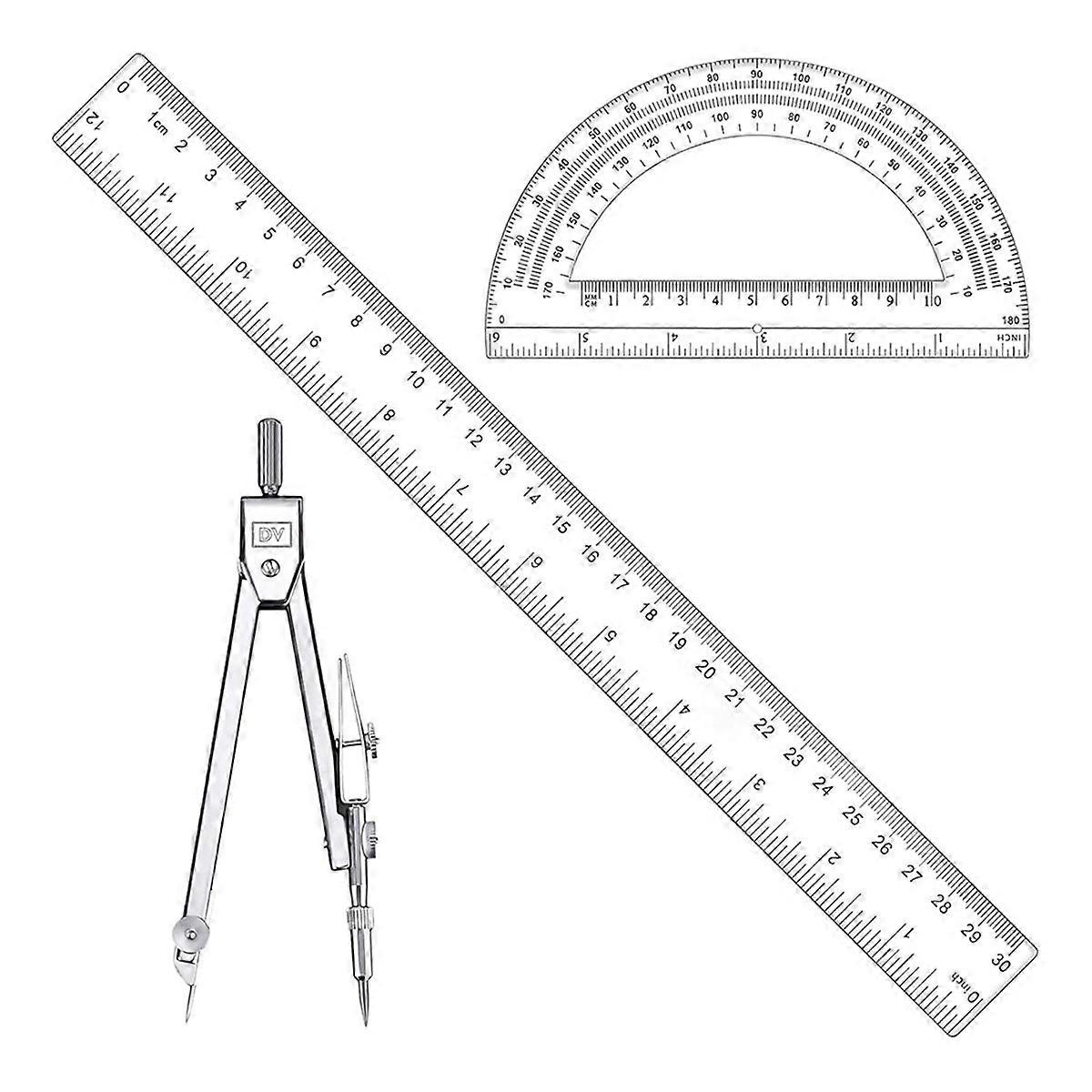 3 Pcs Plastic 12 Inch Ruler