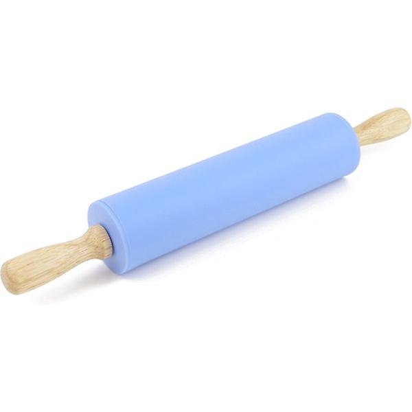 Rolling pin - Non-stick silicone wooden handle - 30 cm blue