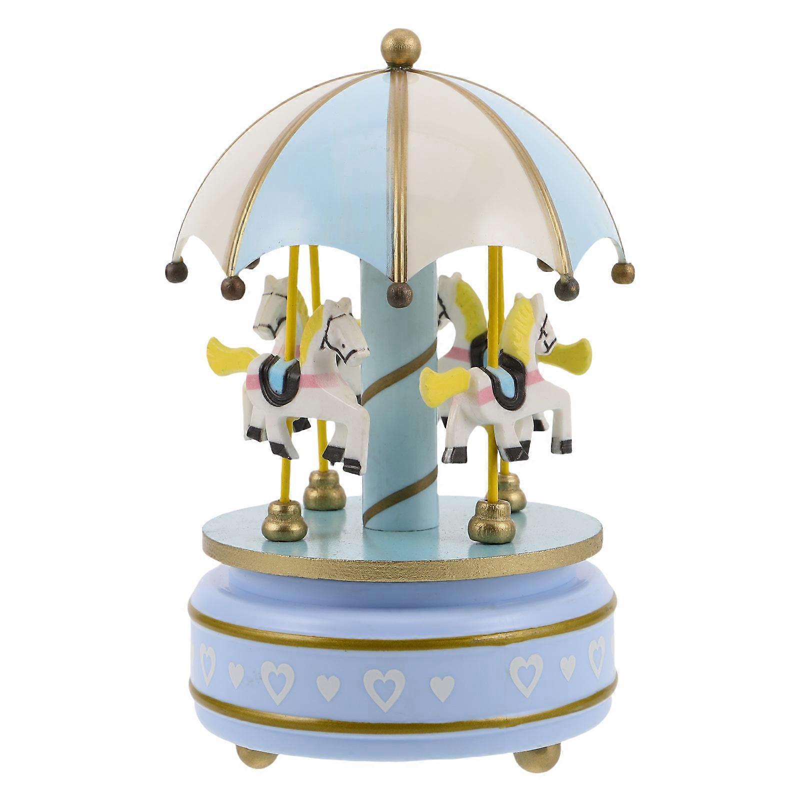 Wooden Rotating Music Box Featuring Classic Carousel Design for Decor