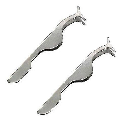 Pack of 2 False Eyelash Applicator Tool and Stainless Steel Extension Tweezers for Easy Lash Application