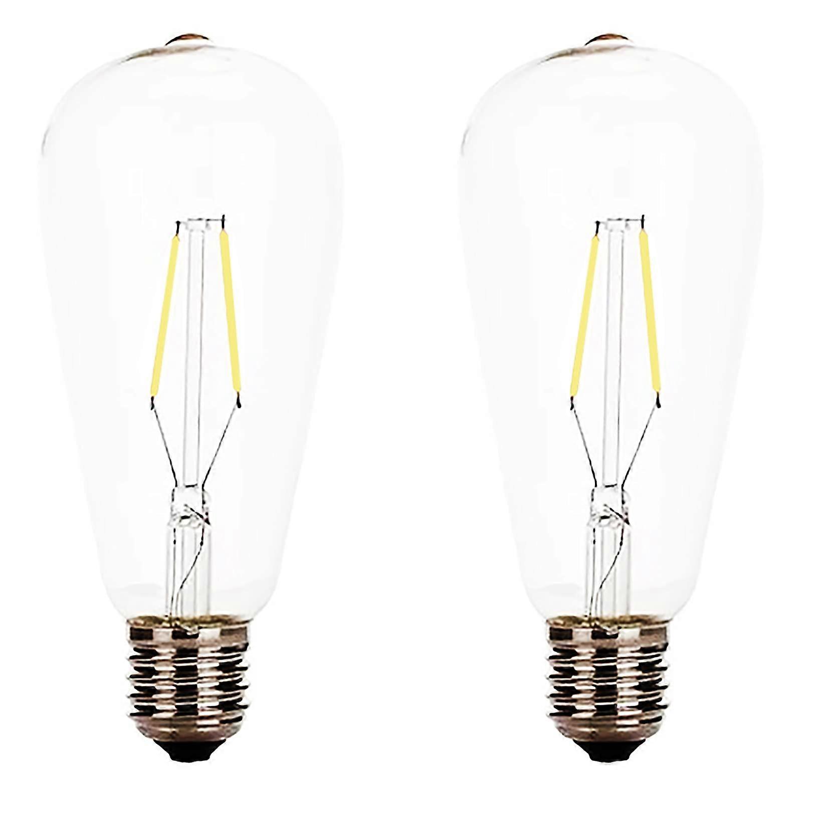ST64 LED Edison Bulb Cool White E26 Vintage Filament Light, Energy Saving, Pack of 2