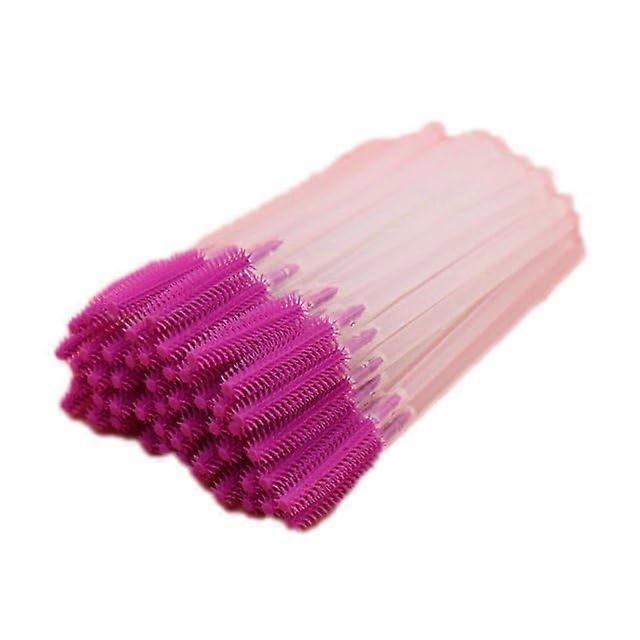 10Pcs Rose Red Disposable Mascara Wands with Silicone Eyebrow Brushes Clear Handle Lash Applicators
