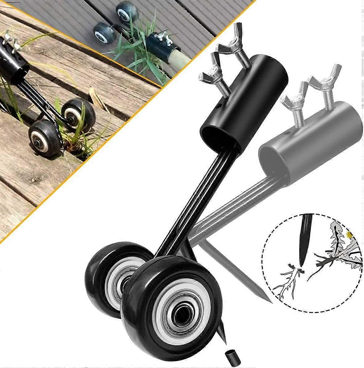 Patio Weeding Tool with Wheeled Garden Weeding Tool, Kneeless Weeding for Cleaning Between Flagstones, Blocks, Patios and Lawns, Straight Kn