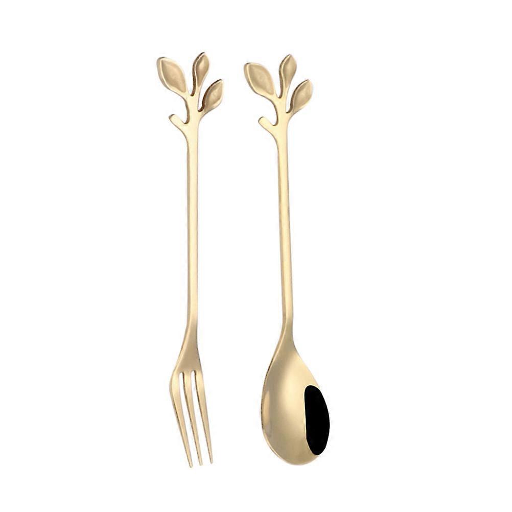 Dessert Spoon Stainless Shape Spoon for Eating Use 2Pcs
