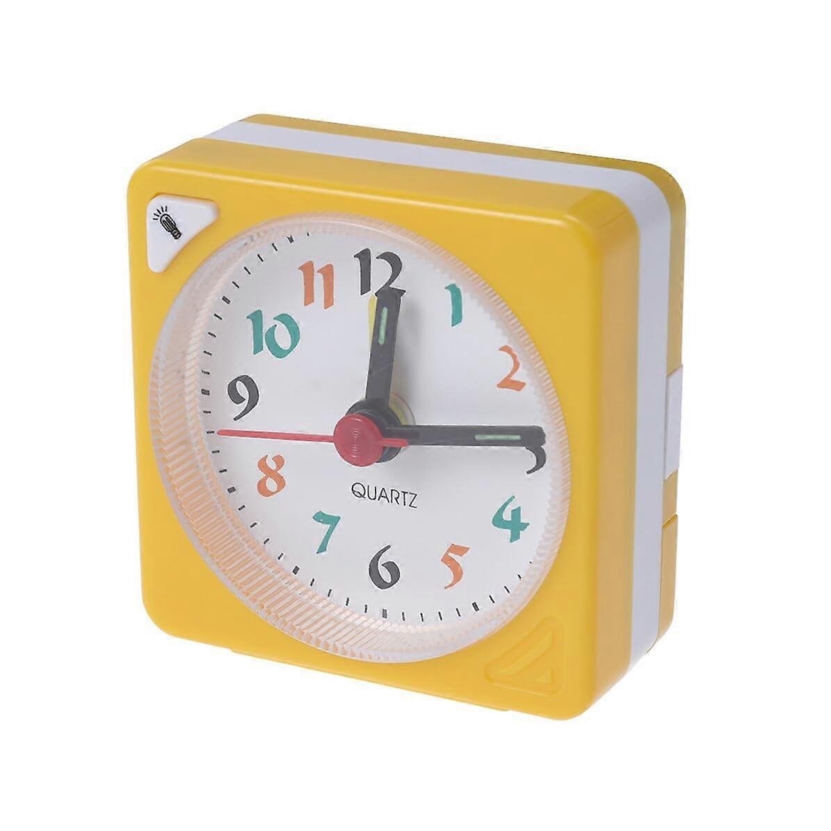 Compact Yellow Travel Alarm Clock with Accurate Time Display for Desk, Bedroom and Office Decor