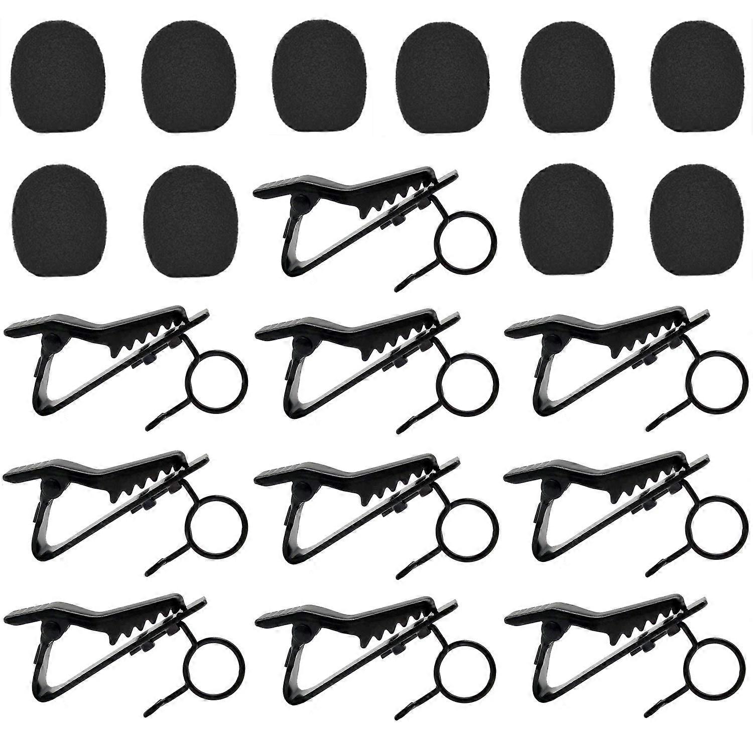 20 Pcs Metal Lapel Microphone Clips with Noise Reduction Foam Covers, Lavalier Mic Accessories Set Black
