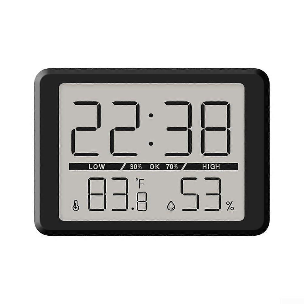 Digital Alarm Clock with Large LCD Display, Temperature and Humidity Monitor, Magnetic Mount, Black