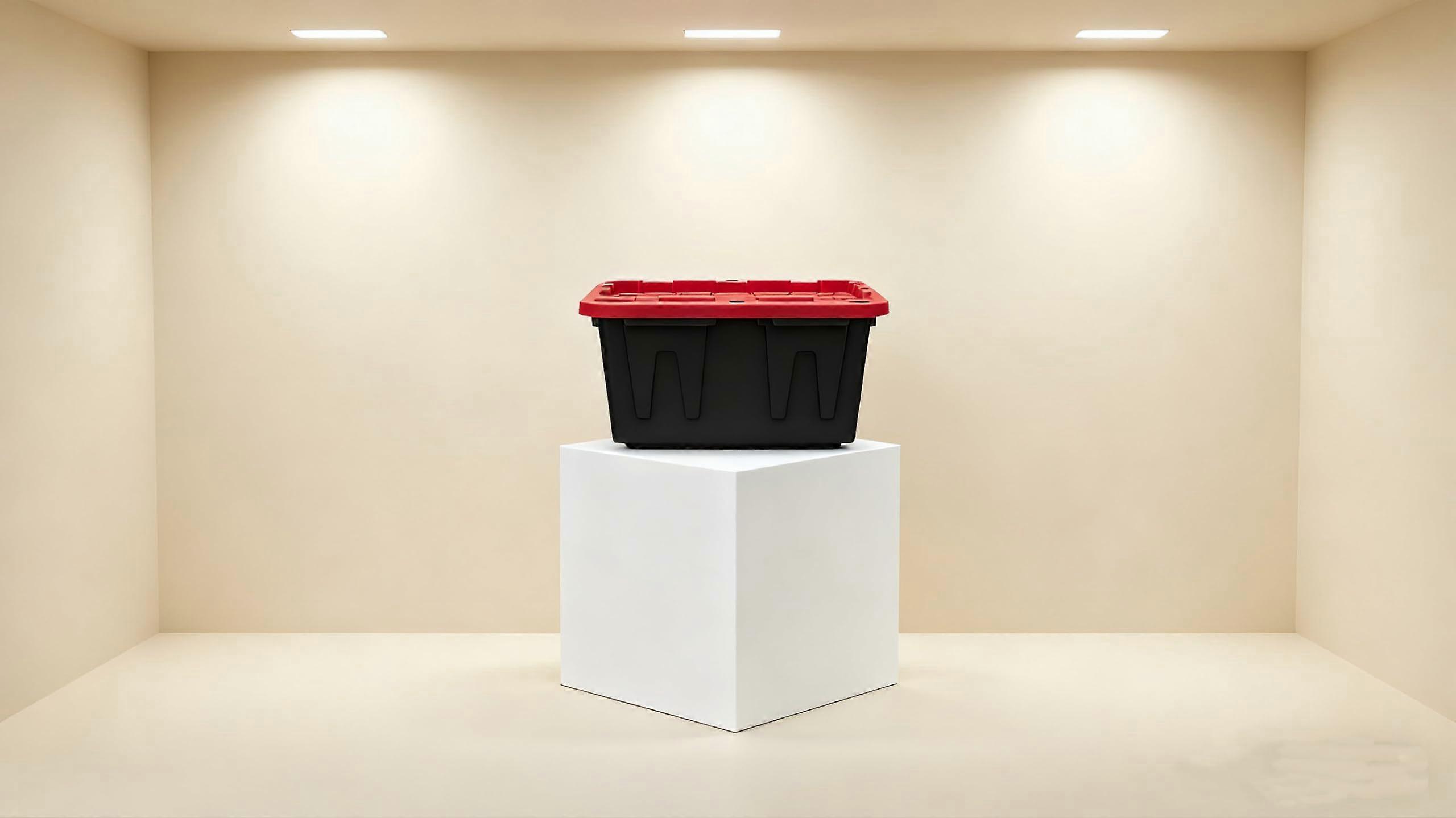 27 Gallon Storage Tote with Secure Snap Lid, Large Stackable Plastic Bin for Garage or Home