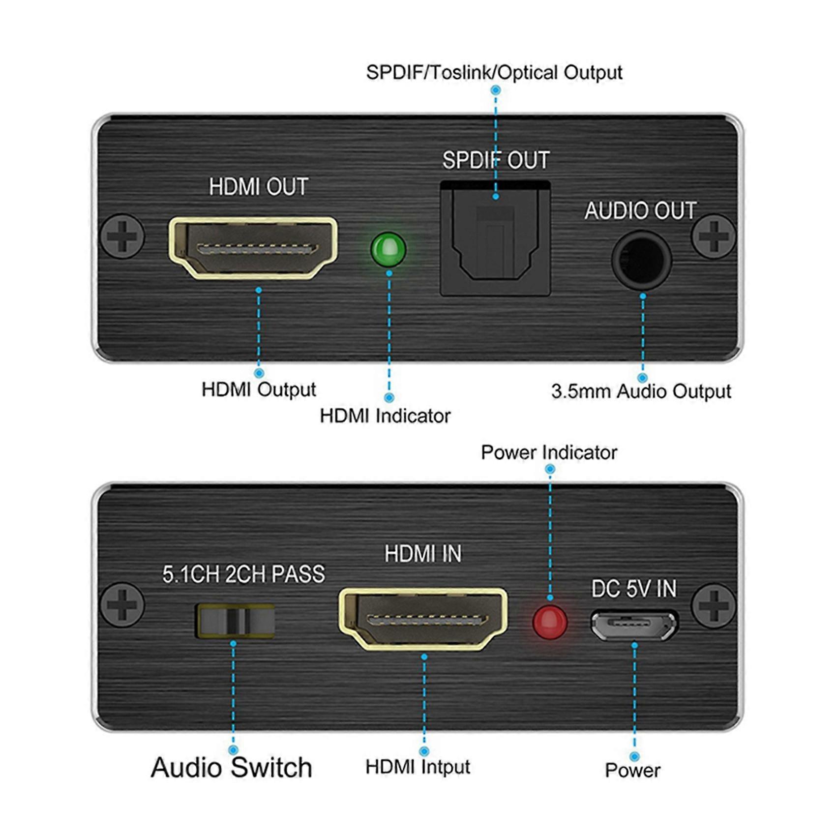 3X HDMI-Compatible Audio Converter Spdif Audio Extractor Stereo Extractor Optical