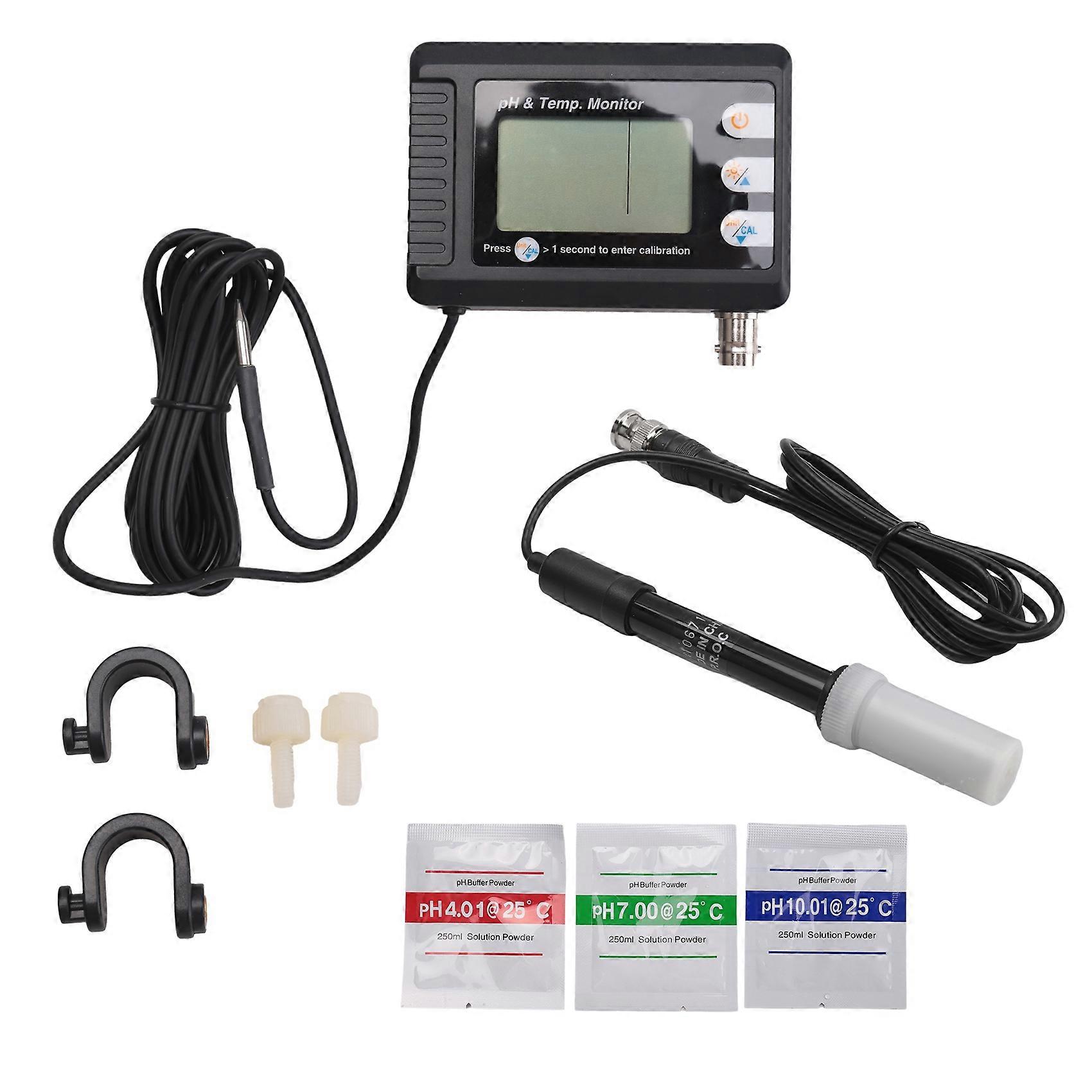 Digital Combo Temperature & PH Meter, Aquarium Thermometer PH Monitor with Automatic Calibration Function PH Meter