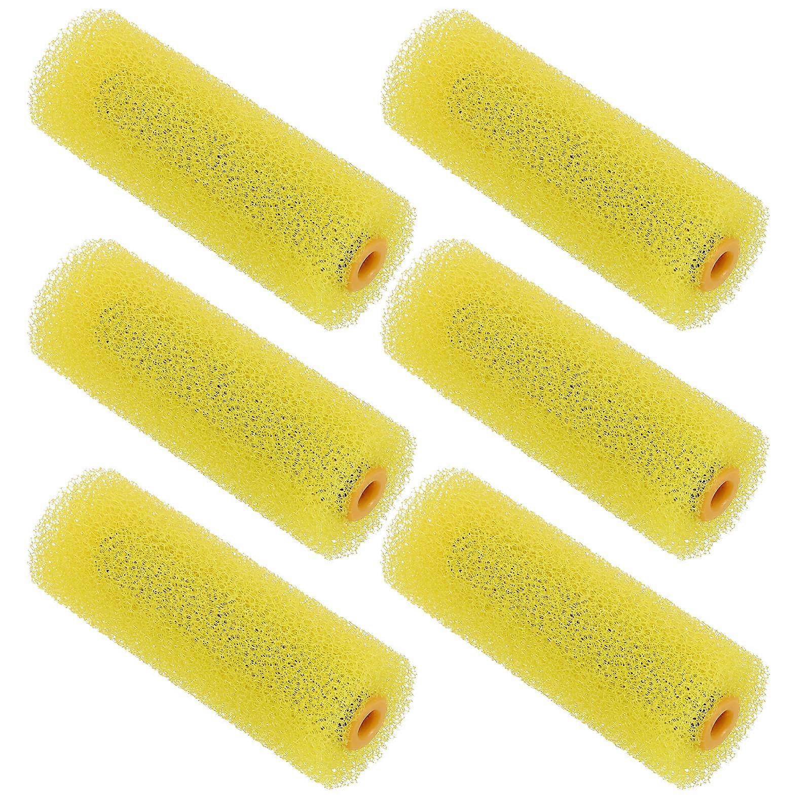 Paint Roller Set 6 Pack Yellow 4 Inch Sponge Covers for Smooth Wall Finish and Precise Edges