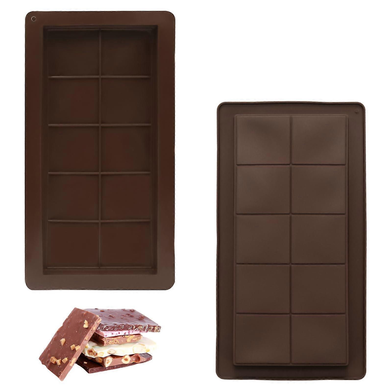 2 Pack Large Thick Silicone Chocolate Bar Molds for Uniform Candy Bars, Nonstick and Reusable