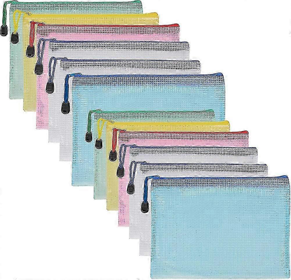 12 Zippered File Bags, A4 A5 Plastic Wallet, Plastic File Bag, Zippered Wallet