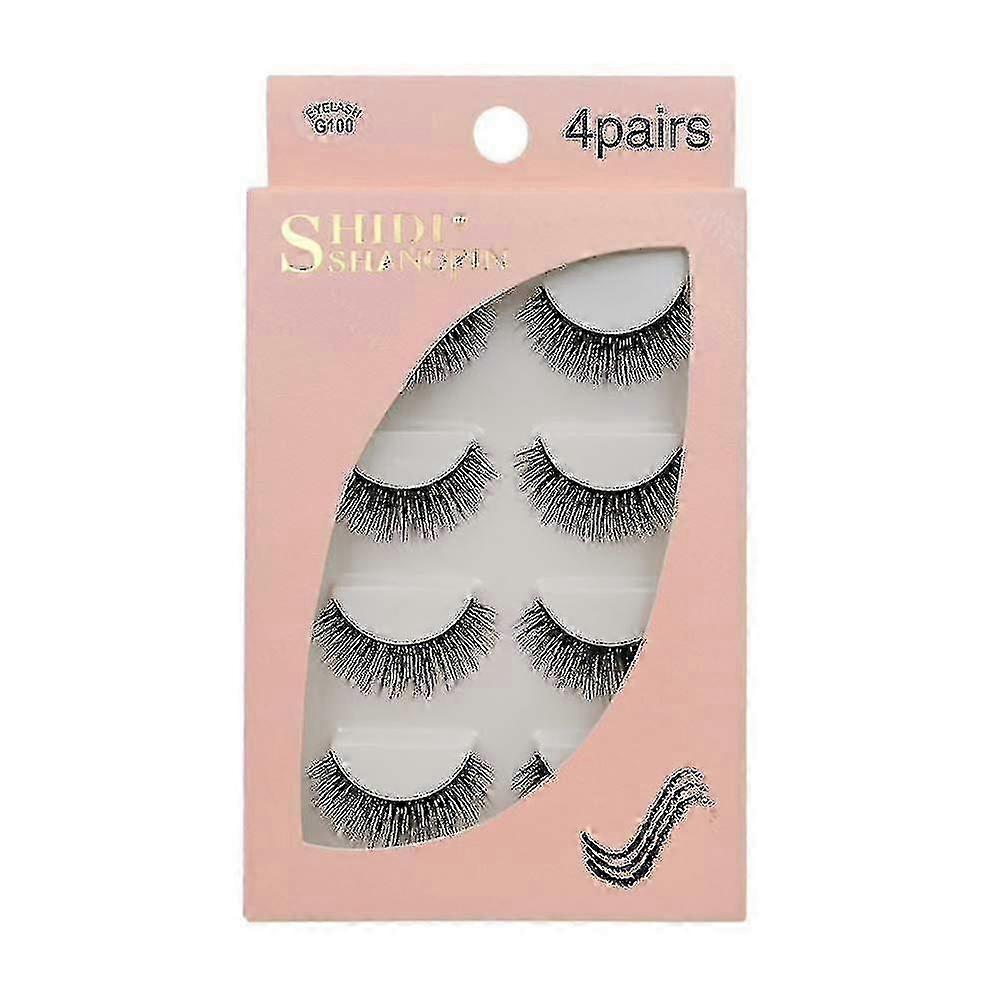 4 Pairs 3d Watermane False Eyelashes Invisible Reusable Black,g100