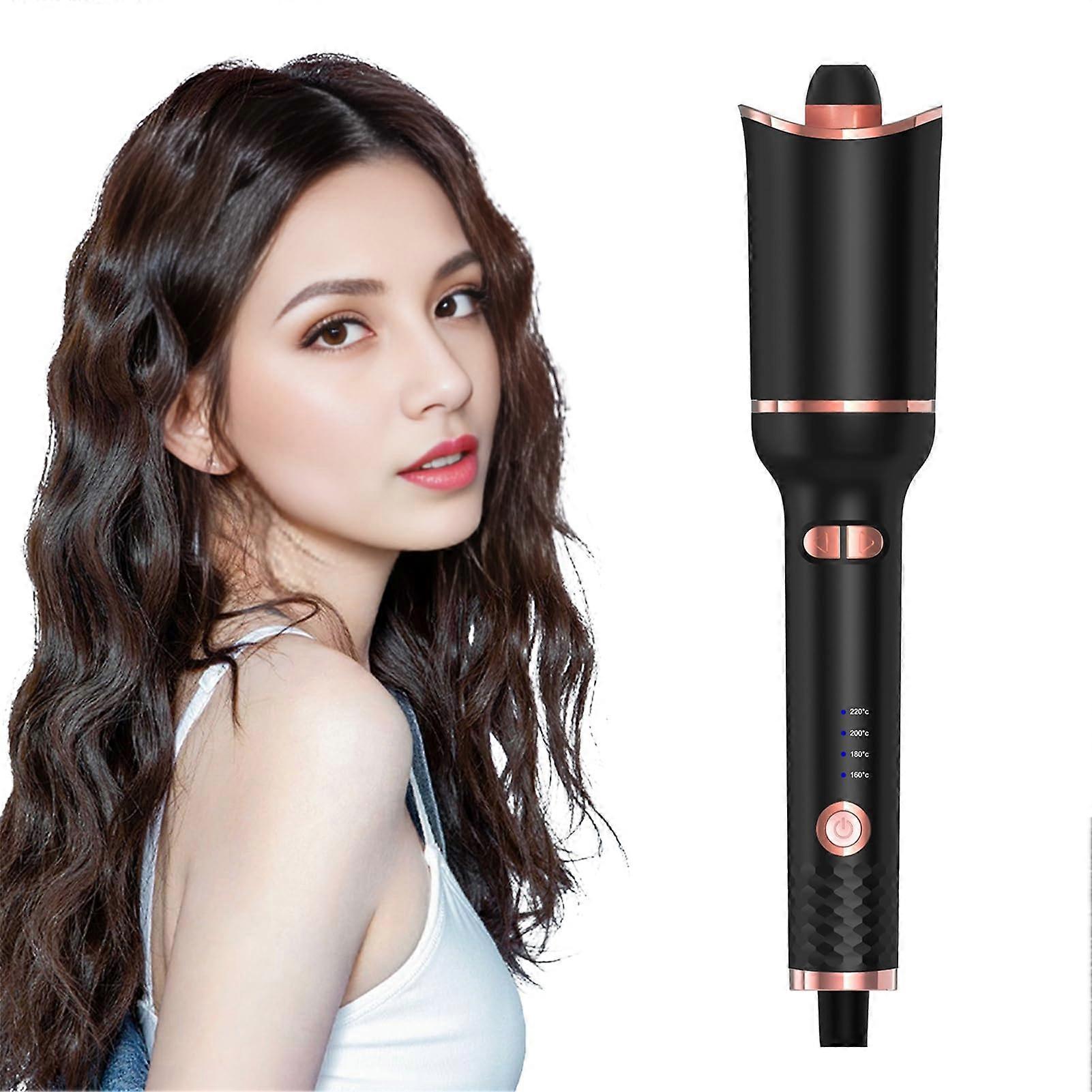 Automatic Hair Curler with Rotating Ceramic Barrel, Adjustable Temperature, Fast Heating Black