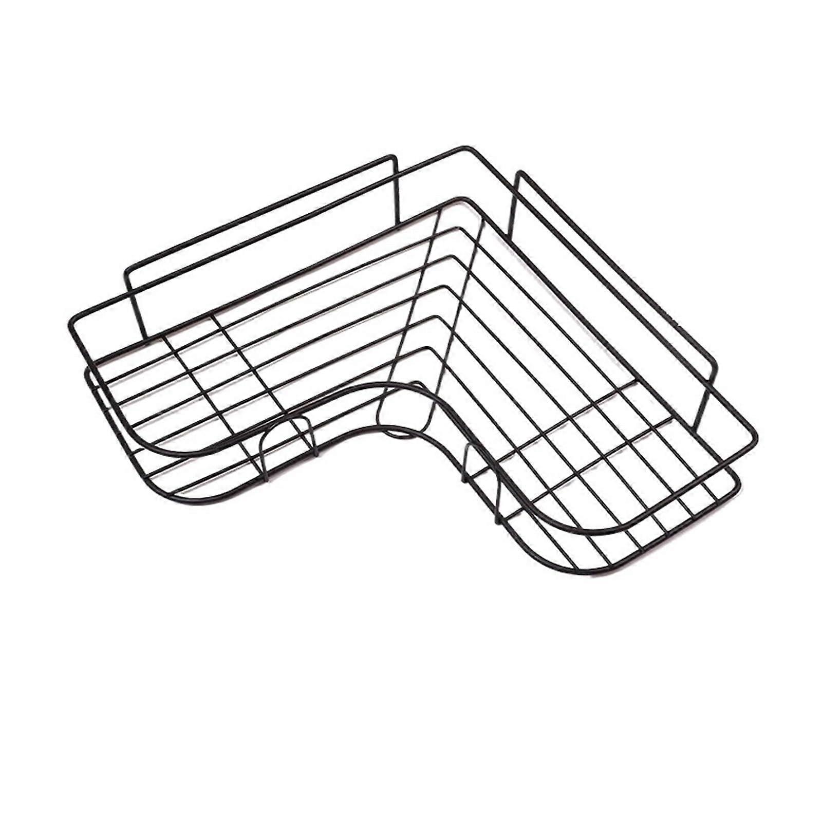 Bathroom Corner Shelf Waterproof Rustproof Wall Mounted Storage Rack SpaceSaving Organizer Black