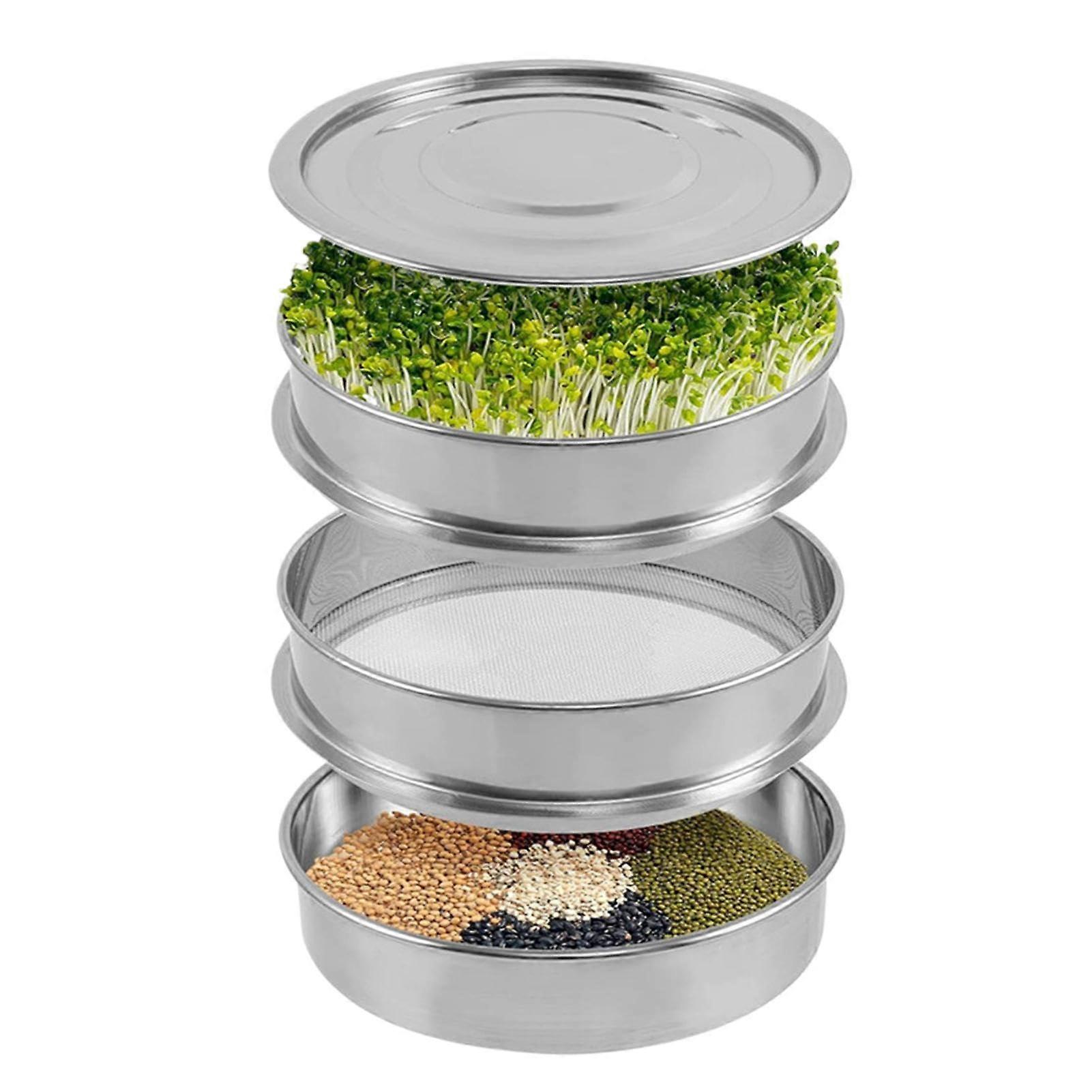 Sprouting Kit Stainless Steel 3Tier Stackable Mesh Germination Tray for Bean Sprouts Growing