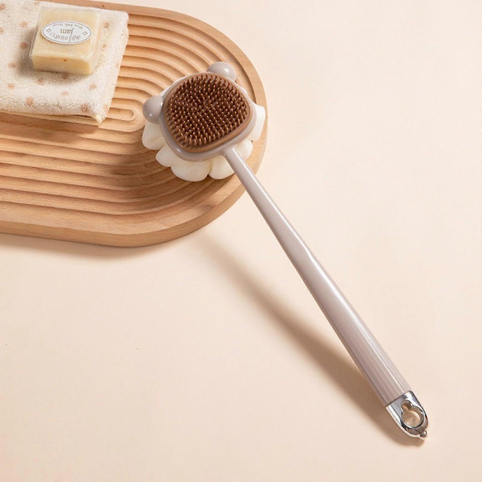 Bath Brush and Shower Back Scrubber, DoubleSided Silicone, Deep Cleansing Massage, Grey