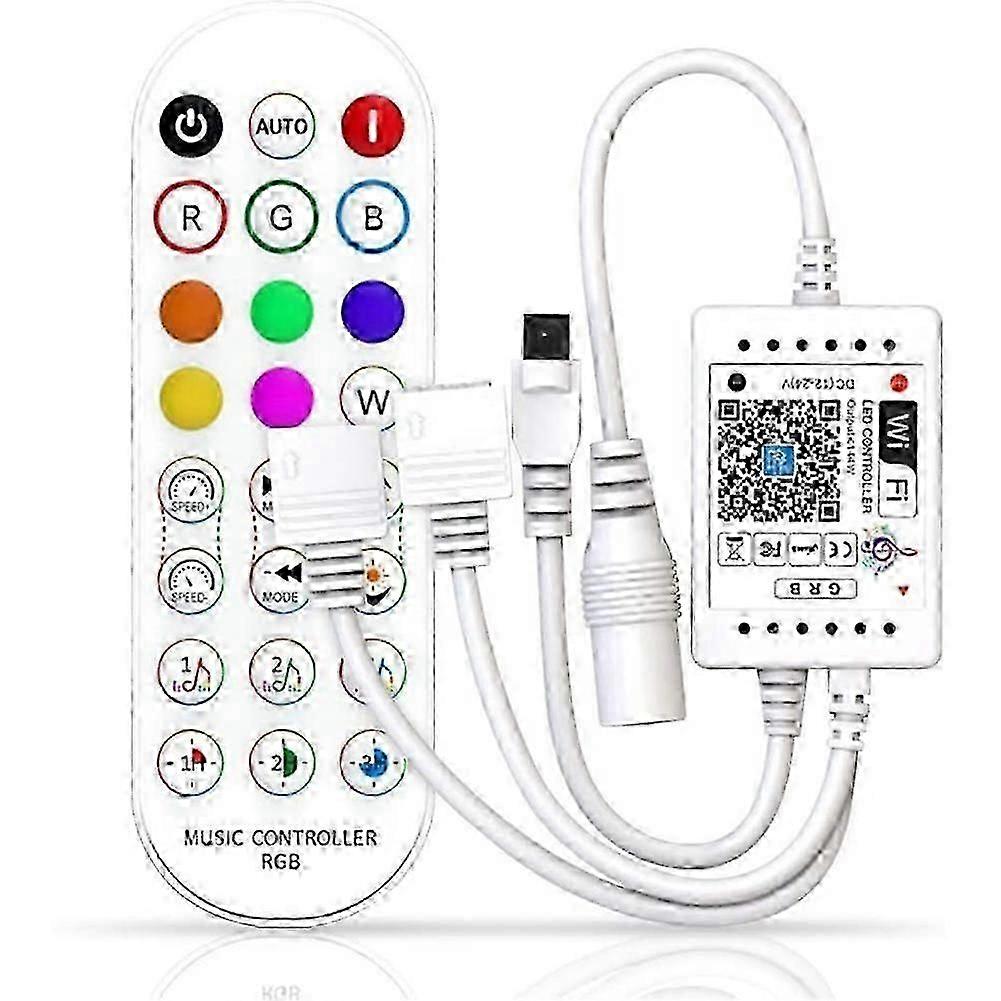 WiFi Smart RGB LED Strip Controller with 24-Key IR Remote