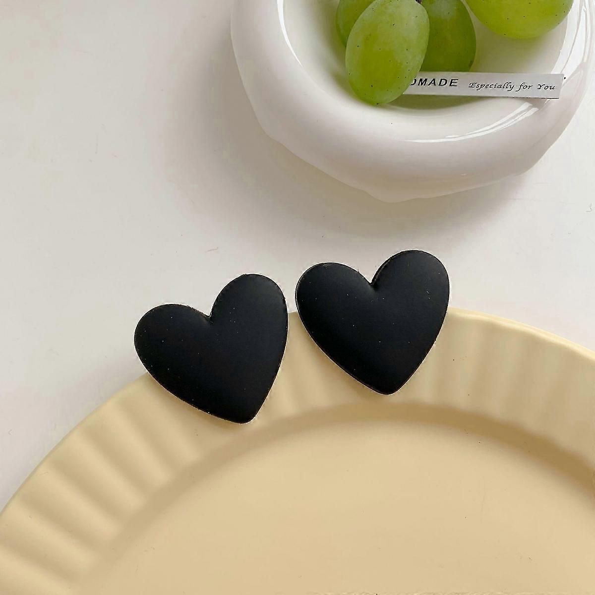 Trendy Acrylic Heart Stud Earrings 925 Sterling Silver