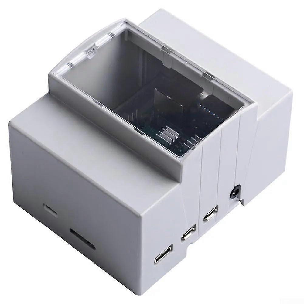 DIN Rail Mount ABS Enclosure with Transparent Viewing Window for Raspberry Pi 4 and Pi 3