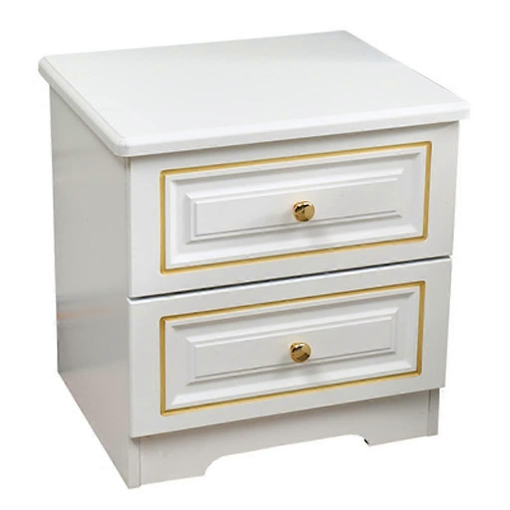 Gold Modern Bedside Table Nightstand with Double Drawers for Bedroom Storage Elegant Design