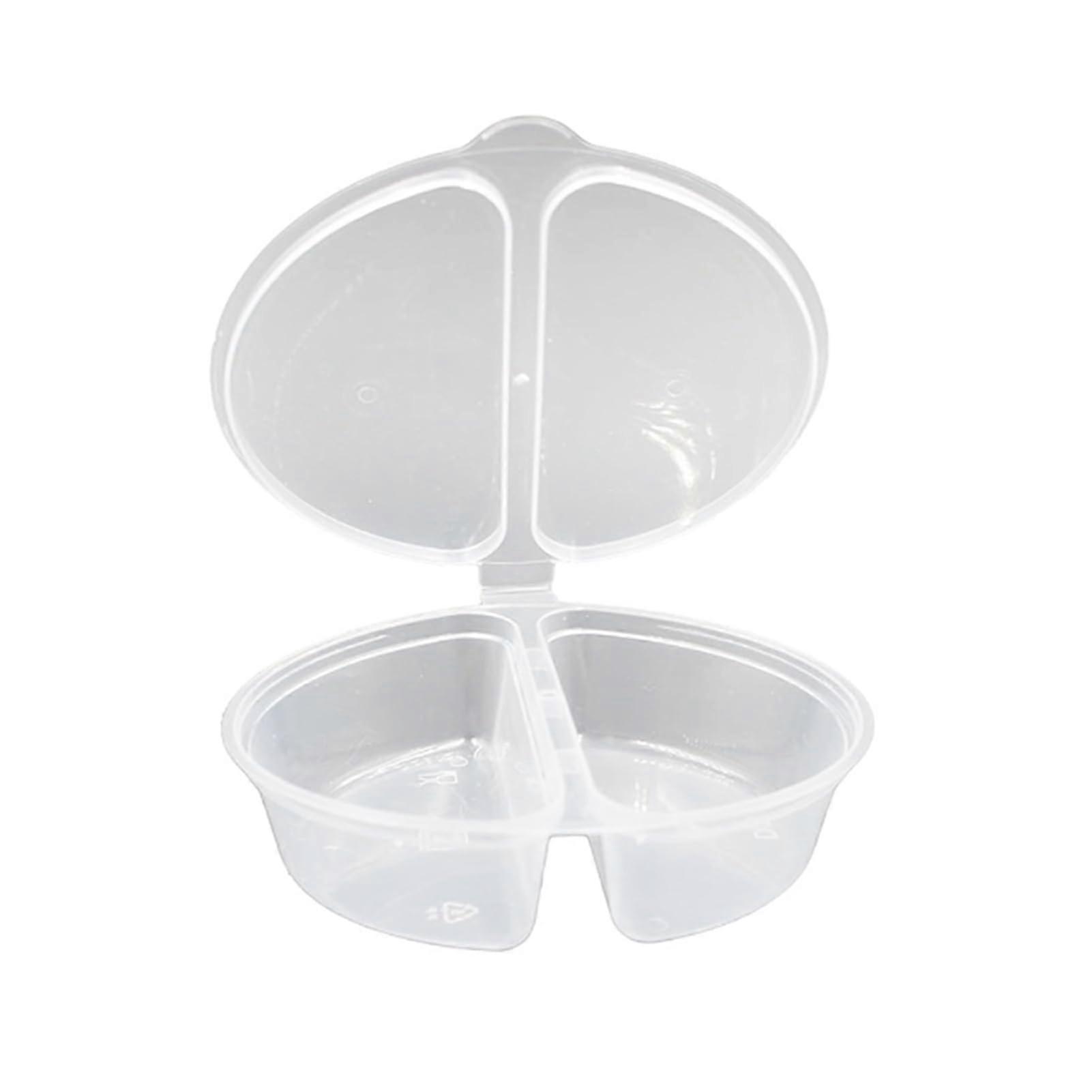 30pcs Double Compartment Condiment Containers with Leakproof Lid, Clear 4oz Plastic Portion Cups