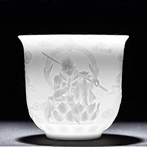Handmade Ceramic Chinese Tea Cup with ThreeDimensional Relief, Modern Minimalist Tea Set Accessory