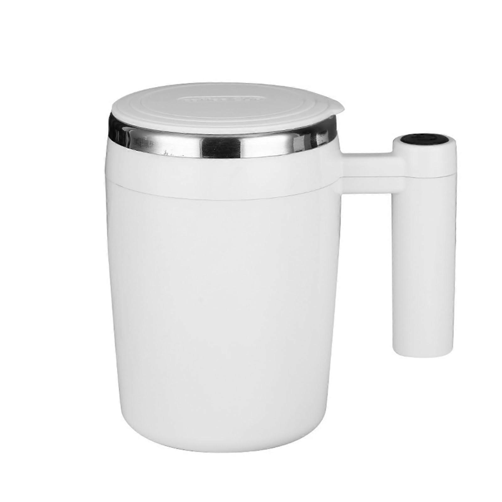USB Rechargeable Self Stirring Coffee Mug Stainless Steel Automatic Mixing Cup White