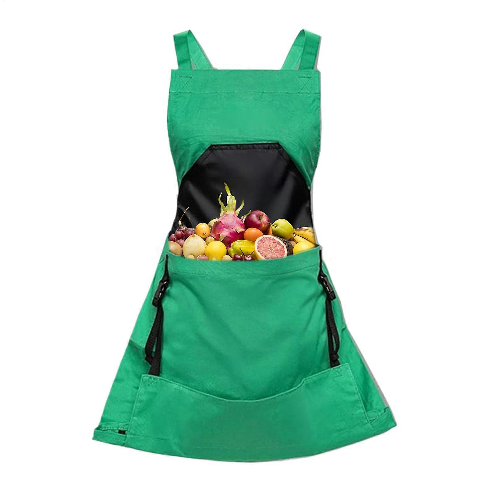 Gardening Apron with Large Waterproof QuickRelease Pouch for Fruit and Vegetable Harvest
