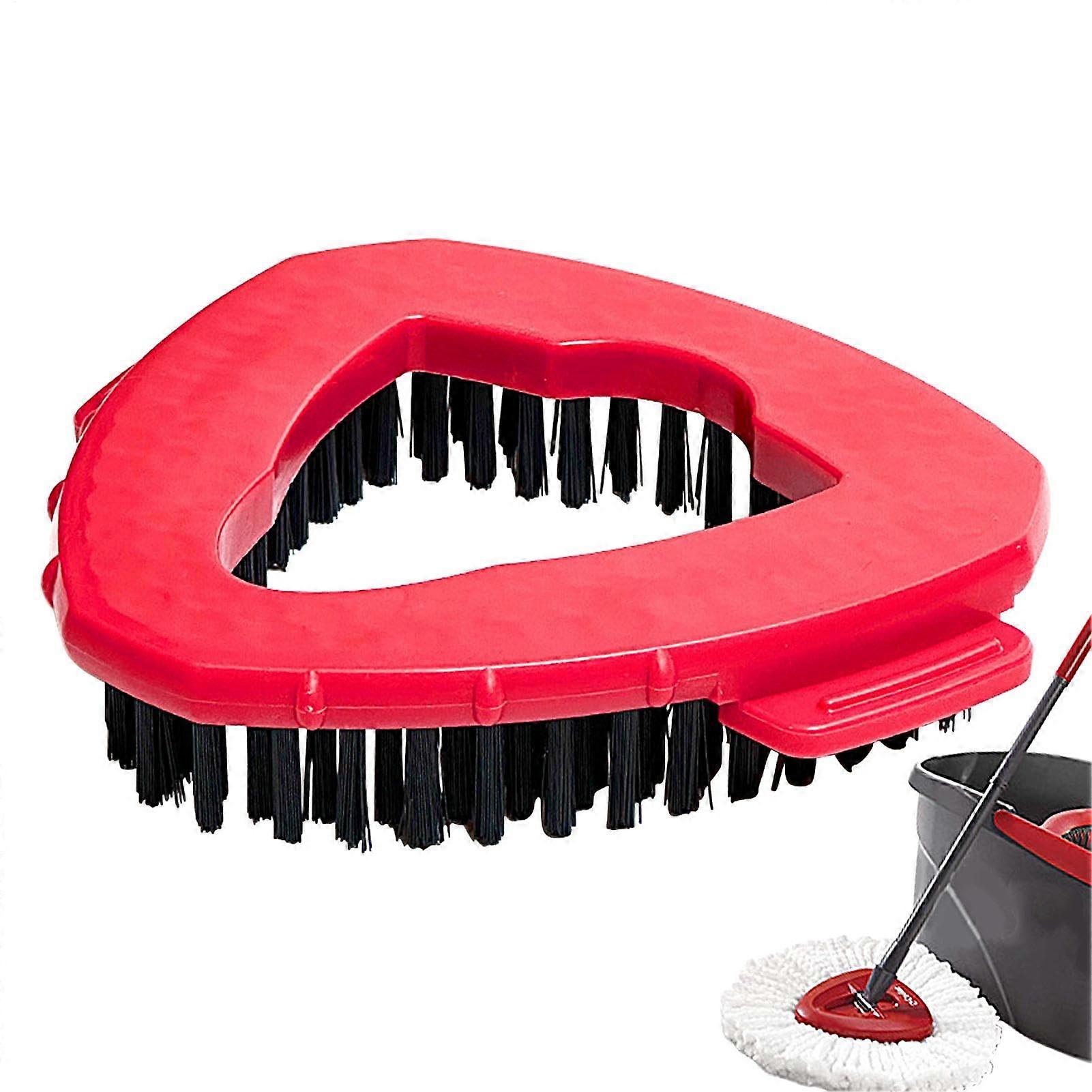 Spin Mop Replacement Head with Scrub Brush, Triangle Easy Wring 180° Swivel, Red 17cm