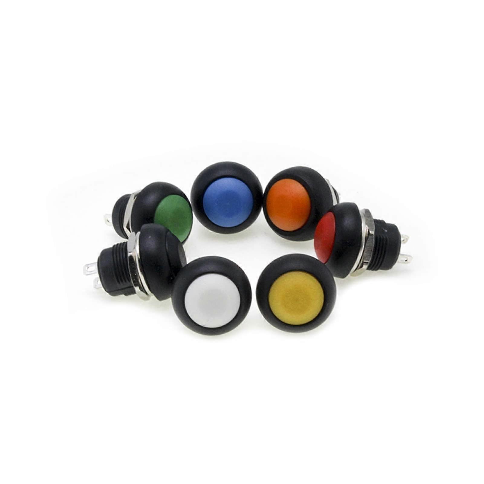 12mm Metal Waterproof Push Button Switch 7pcs SelfReset Tactile Round Copper Control