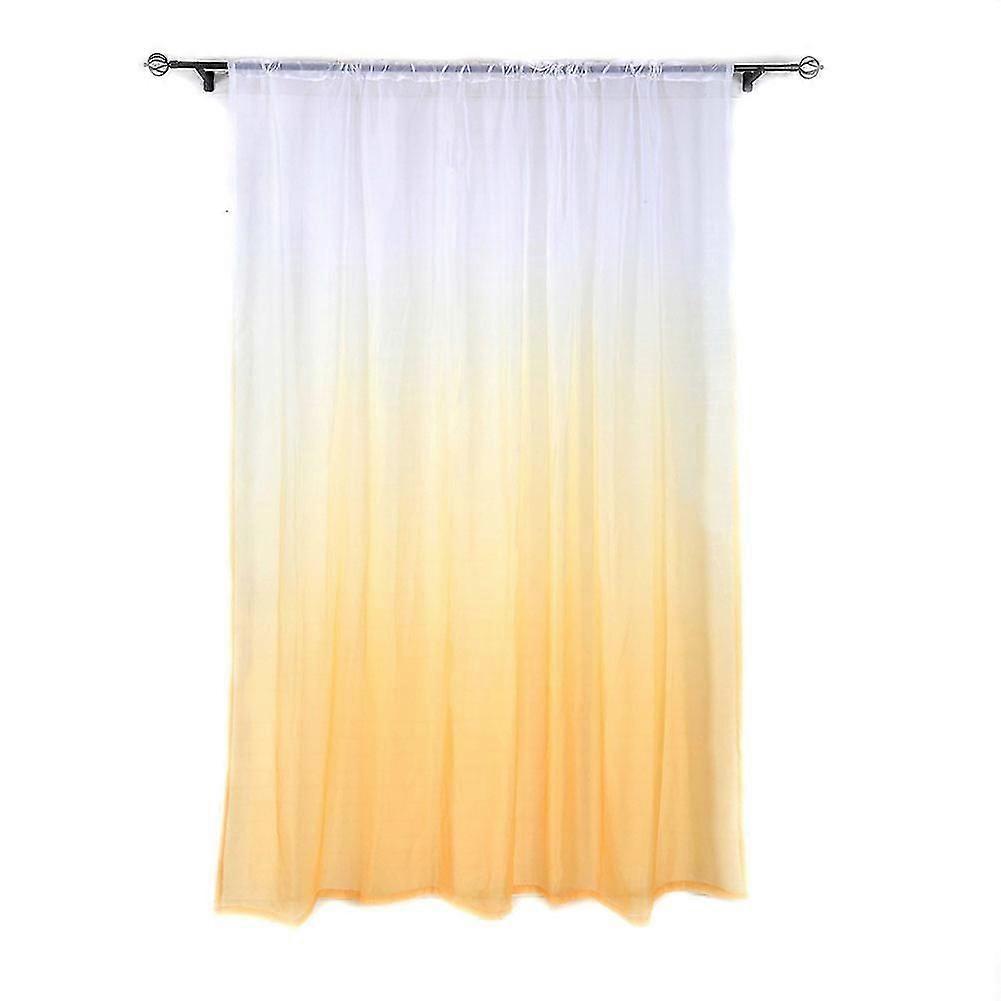Gradient Sheer Rod-Pocket Window Curtain Bedroom Balcony Drape (Orange Gradient)