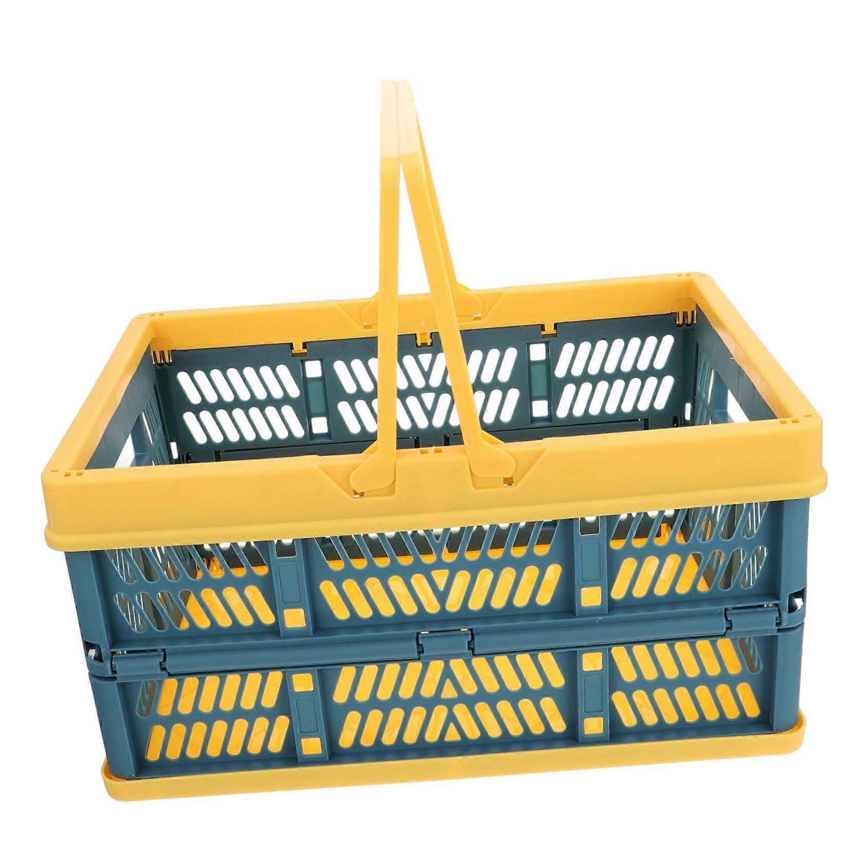 Plastic Storage Basket with Lid, Foldable Kitchen Organizer Bin for Vegetables, SpaceSaving Design