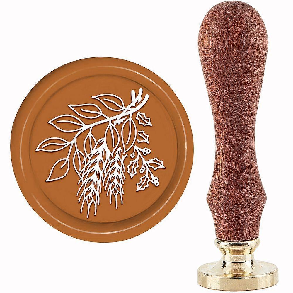 Brass Wax Seal Stamp with Handle for DIY Scrapbooking Leaf Pattern 3.5x1.18 inch(8.9x3cm)